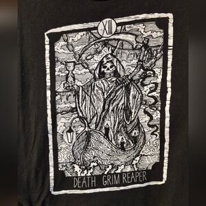 Death Grim Reaper Tarot Card Black Graphic Tee
